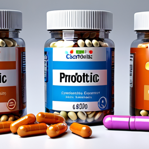 **Image:** A colorful assortment of probiotic supplements (capsules, powders, chews) with labels highlighting different *Lactobacillus* and *Bifidobacterium* strains. Focus on variety and clear CFU counts. In the background, subtly show a healthy-looking digestive system (intestines).