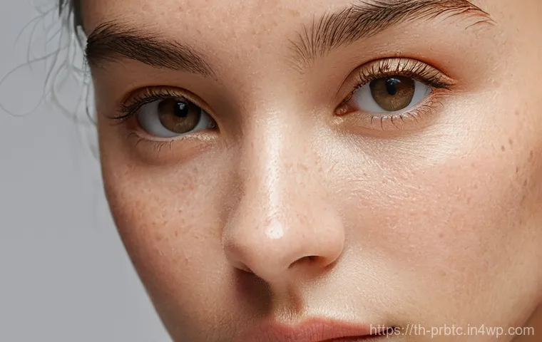 프로바이오틱 스킨케어의 전후 변화 사례 - **Prompt 1 (Before Probiotic Skincare):**
A close-up portrait of a young woman (20s-30s) with a ...