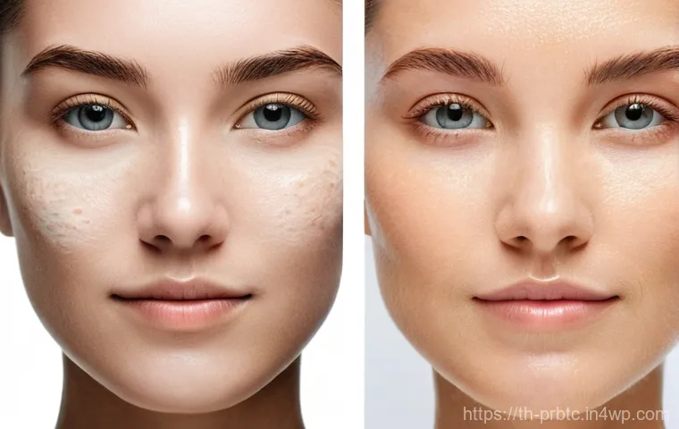 프로바이오틱 스킨케어의 전후 변화 사례 - **Prompt 2 (After Probiotic Skincare):**
    A close-up portrait of the same young woman from Prompt...